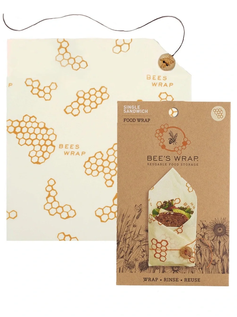 Bee’s Wrap Reusable Food Wrap - Cream with Honeycomb Design